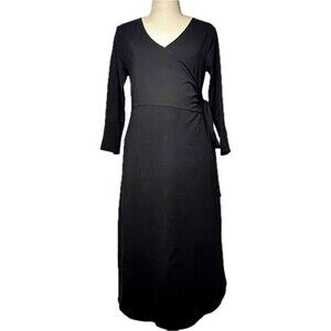 Isabella Oliver Maternity Black Wrap Dress 3/4 Sleeves V-Neck Size‎ 6